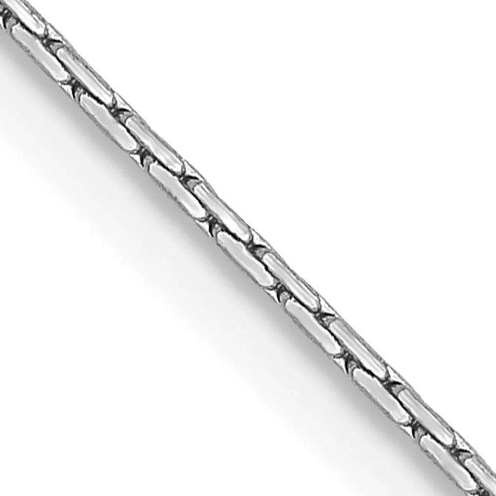 0.6mm 14K White Gold Solid Boston Link Chain Necklace