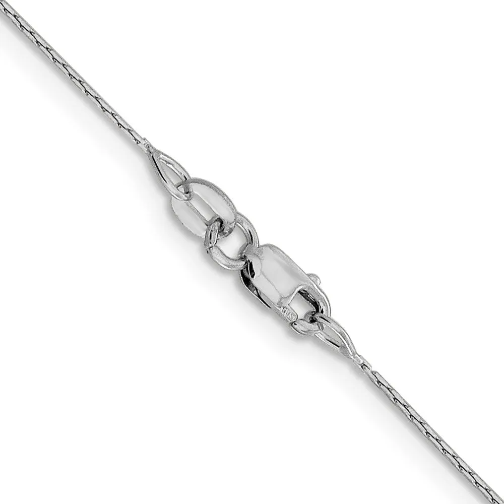 0.6mm 14K White Gold Solid Boston Link Chain Necklace