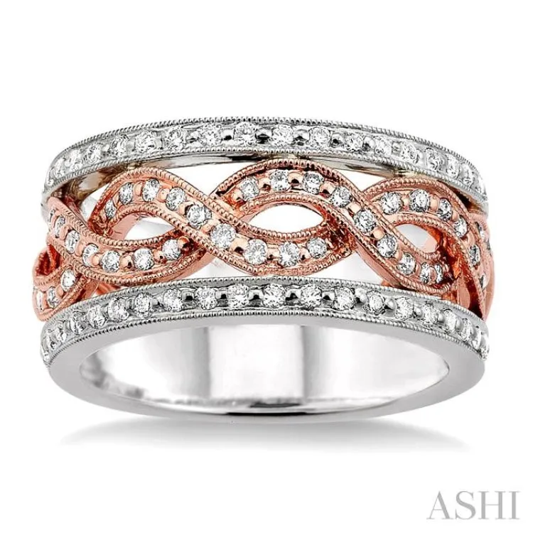 1 Ctw Diamond Fashion Ring in 14K White and Rose Gold