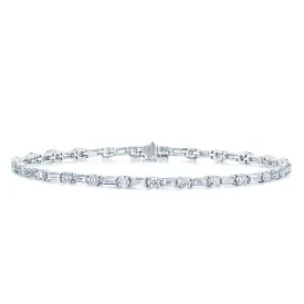 18ct White Gold Baguette & Brilliant Cut Diamond Bracelet