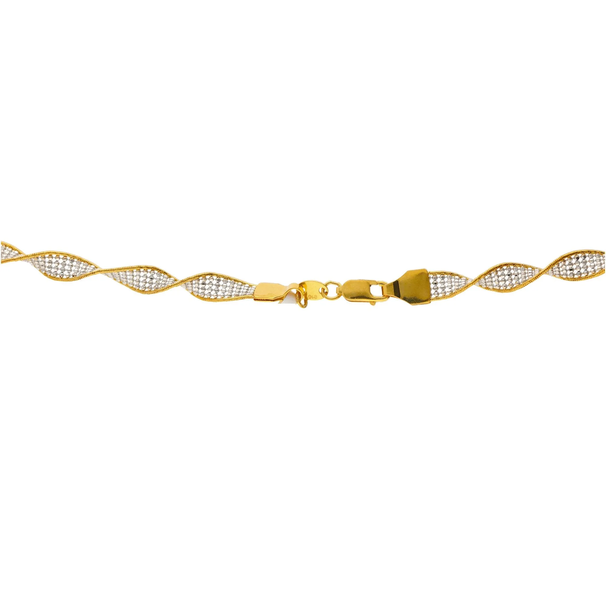 22K Multi-Tone Gold Beaded Twist Chain