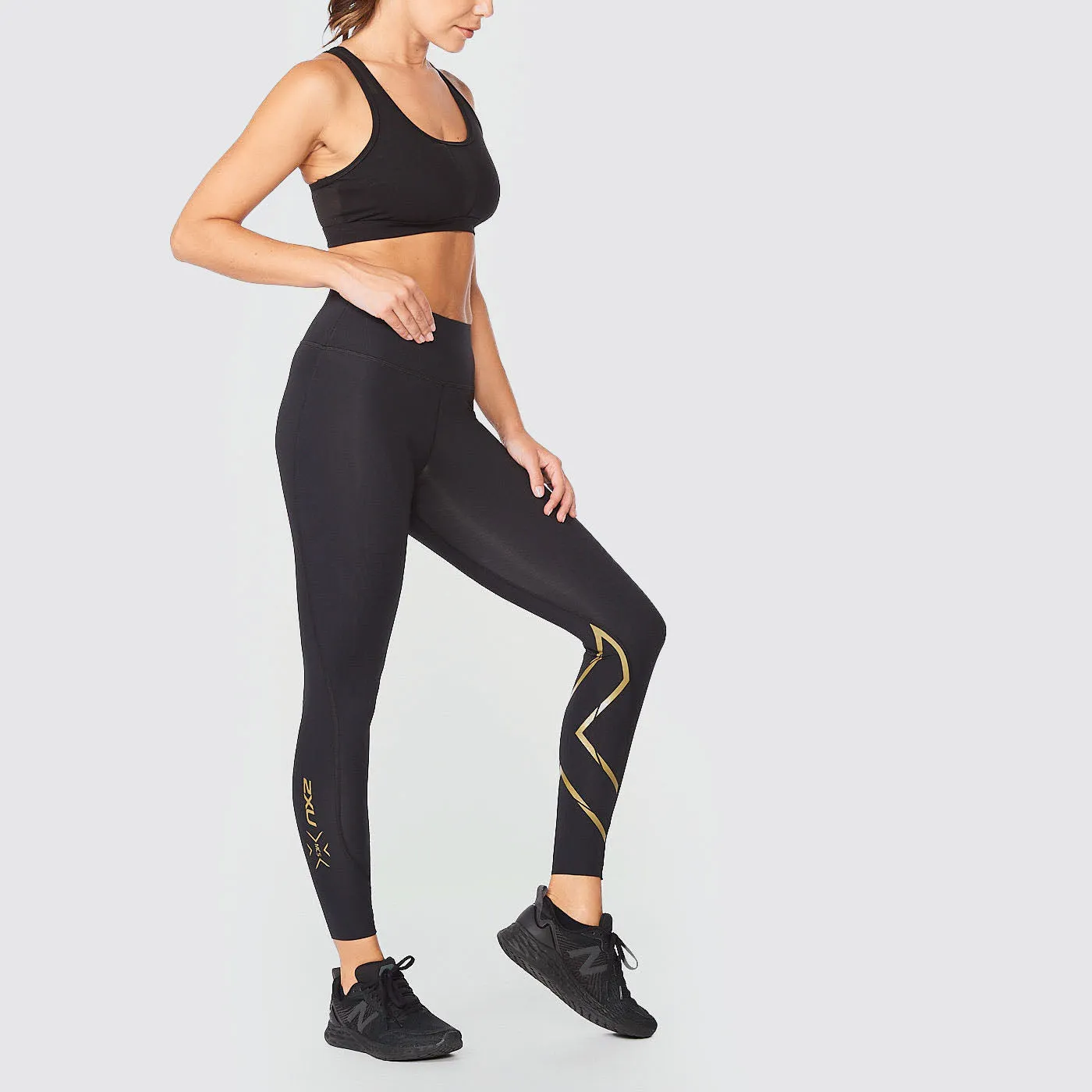 2XU - Force Mid-Rise Compression Tights - Black/Gold