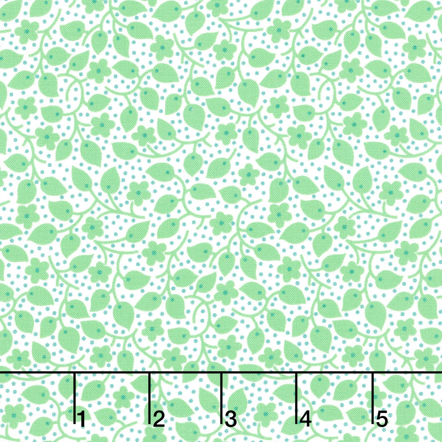 30's Playtime - Leafy Polka Aloe Yardage