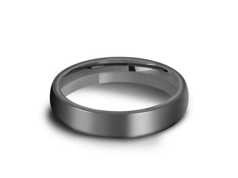 4MM HIGH POLISH GRAY GUNMETAL Tungsten Wedding Band DOME AND GRAY INTERIOR