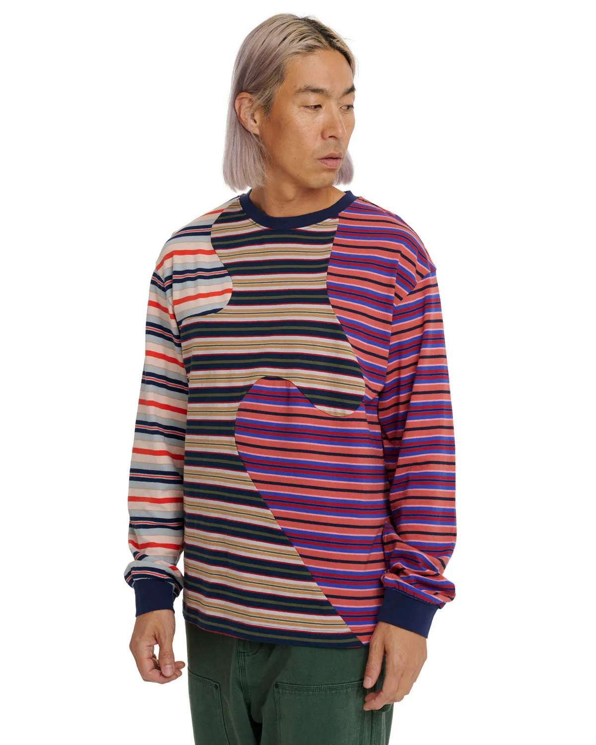 92 Organic Paneled Striped Long Sleeve - Navy Multi