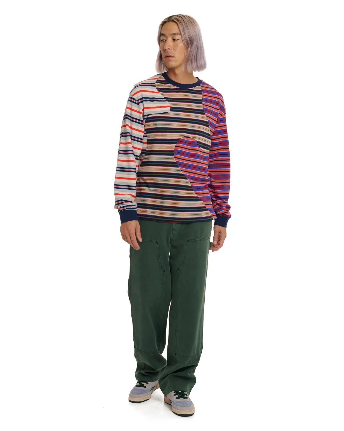 92 Organic Paneled Striped Long Sleeve - Navy Multi