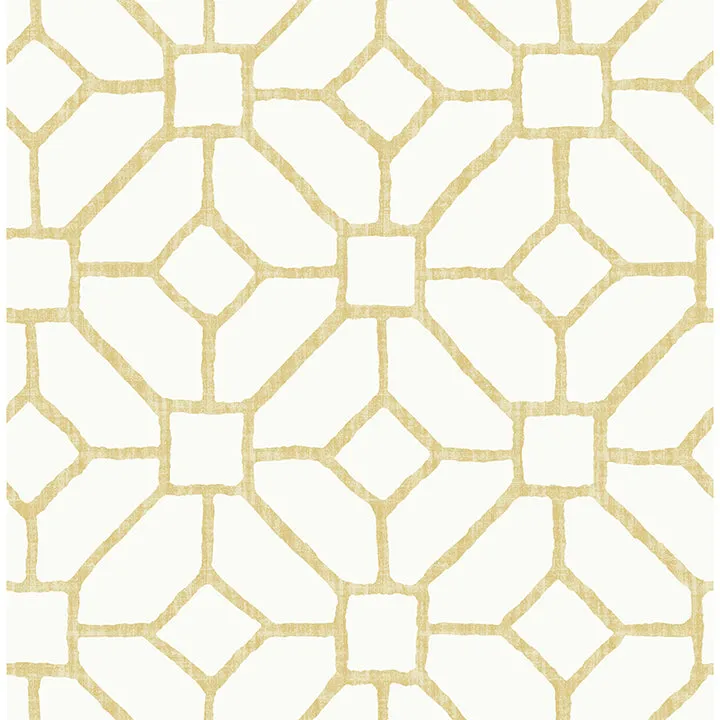 Addis Gold Trellis Wallpaper  | Brewster Wallcovering