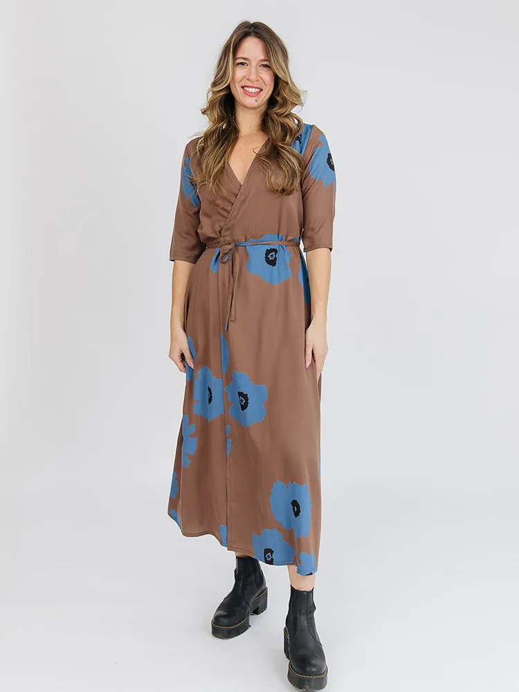 Aditi Wrap Dress - Dark Oak