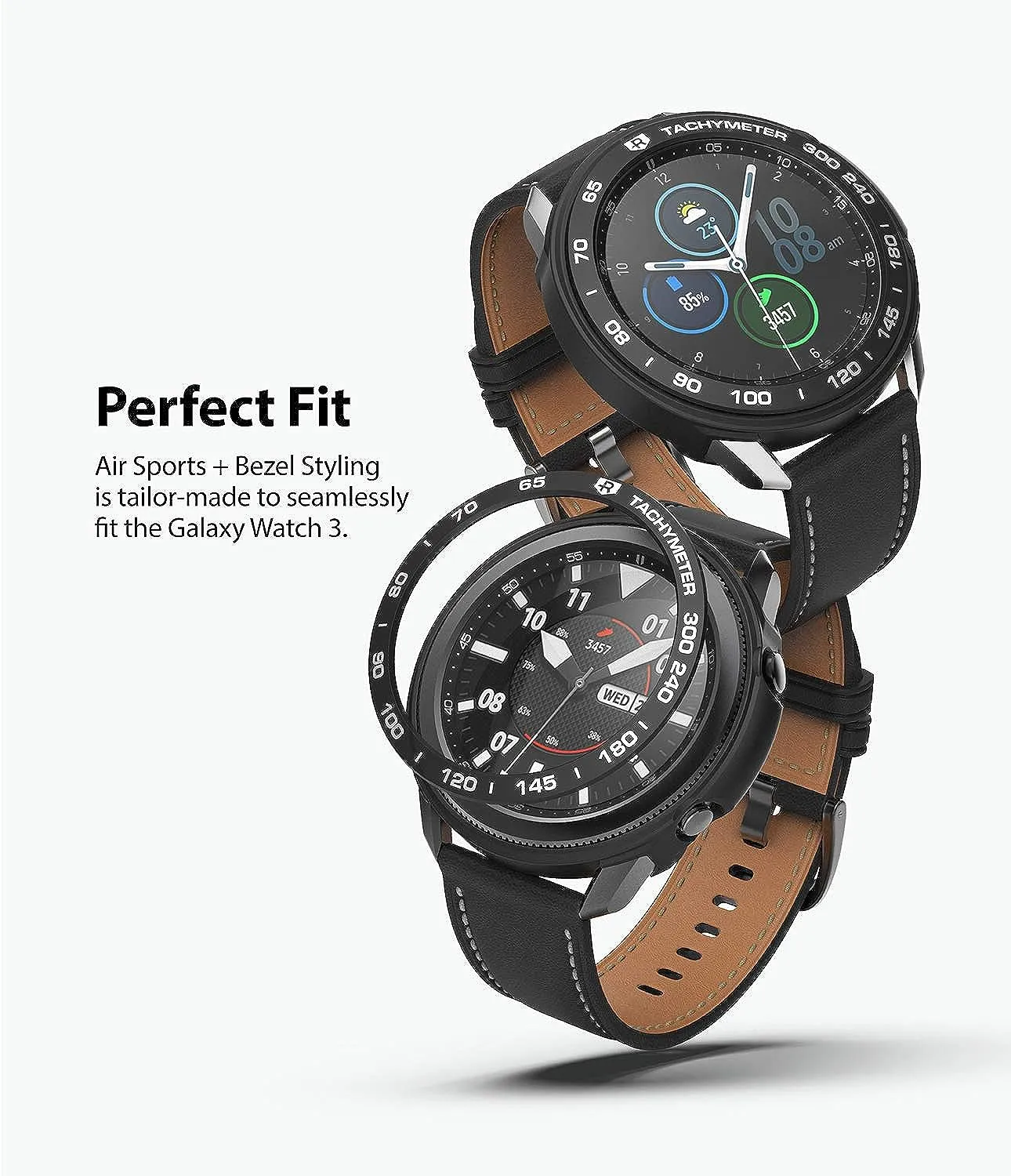 Air Sports   Bezel Styling Combo Case Designed for Galaxy Watch 3 45mm - Black