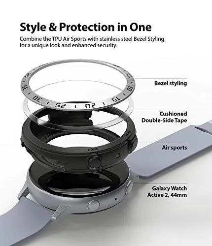 Air Sports   Bezel Styling Combo Case Designed for Galaxy Watch Active 2 44mm - Black / 30