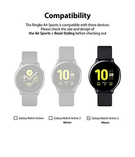 Air Sports   Bezel Styling Combo Case Designed for Galaxy Watch Active 2 44mm - Black / 30