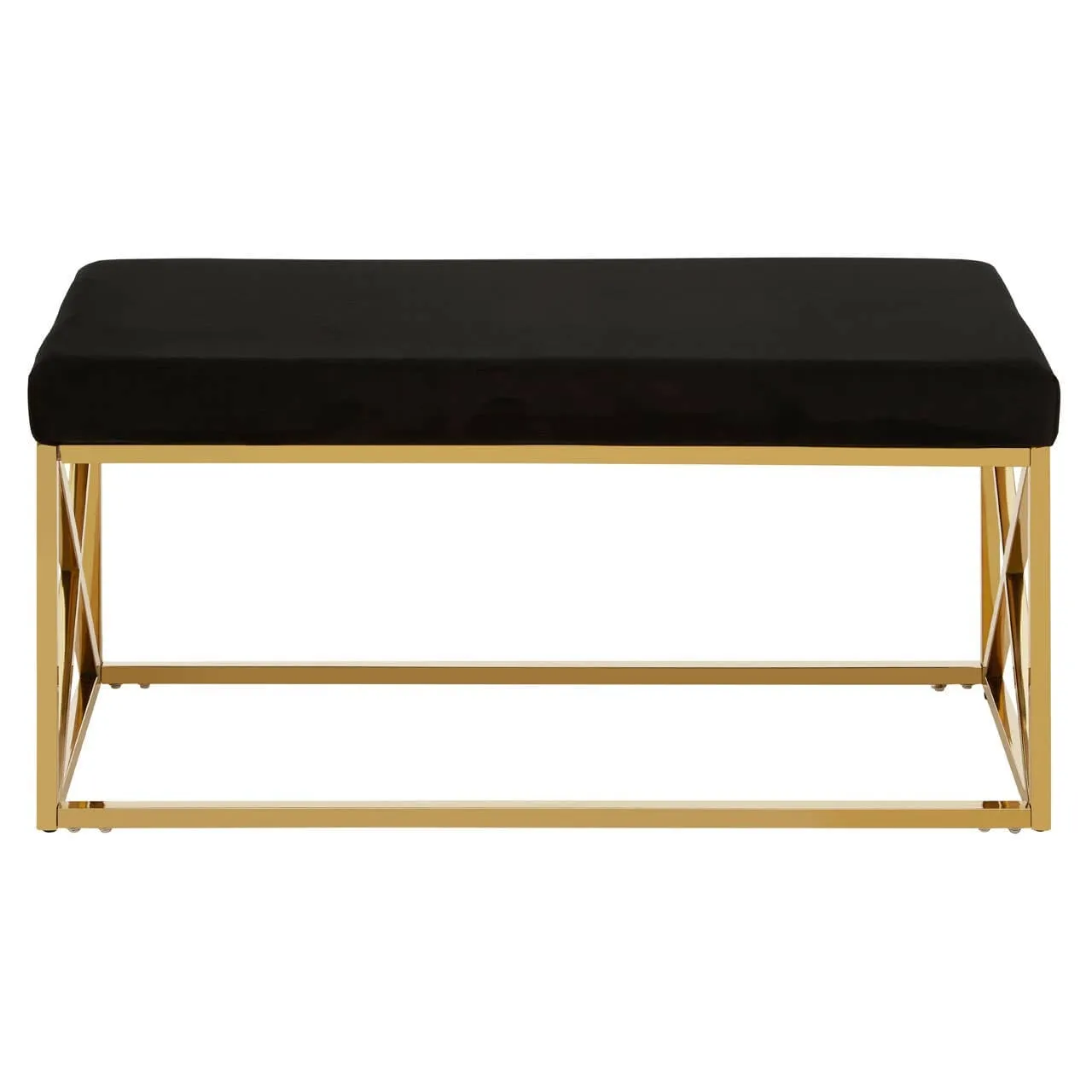 Allure Black Velvet / Gold Finish Bench