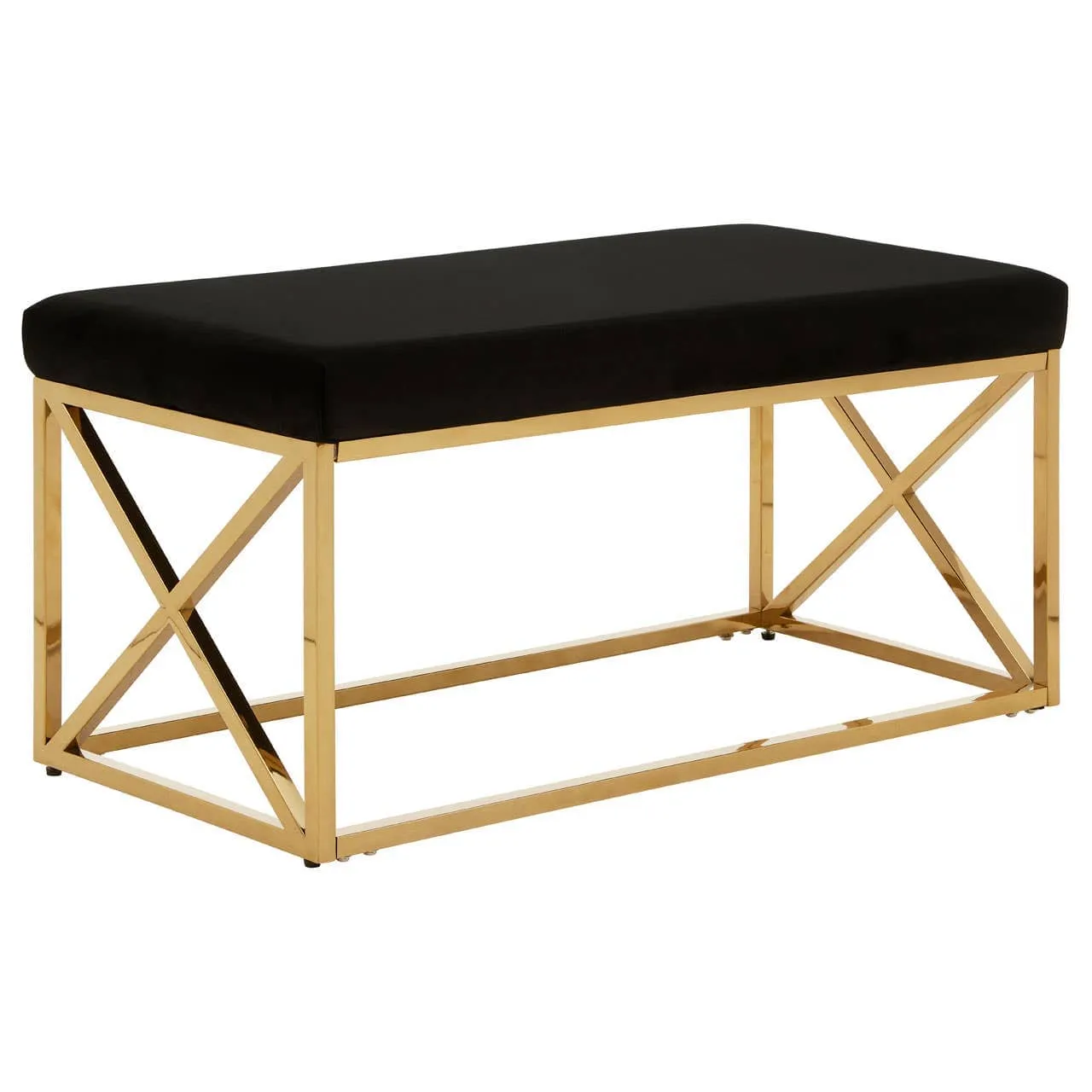 Allure Black Velvet / Gold Finish Bench