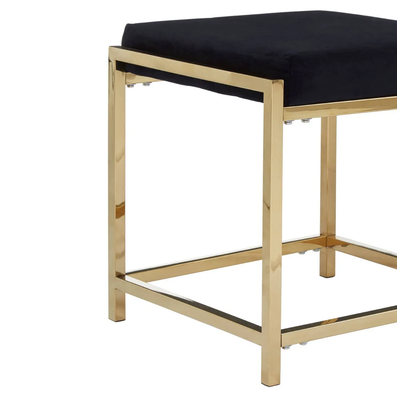 Allure Black Velvet / Gold Finish Stool