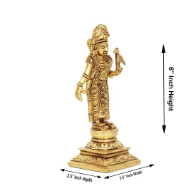 Andal Statue - 7 Inches | Antique Brass Statue/ Andal Idol for Pooja/ 500 Gms Approx