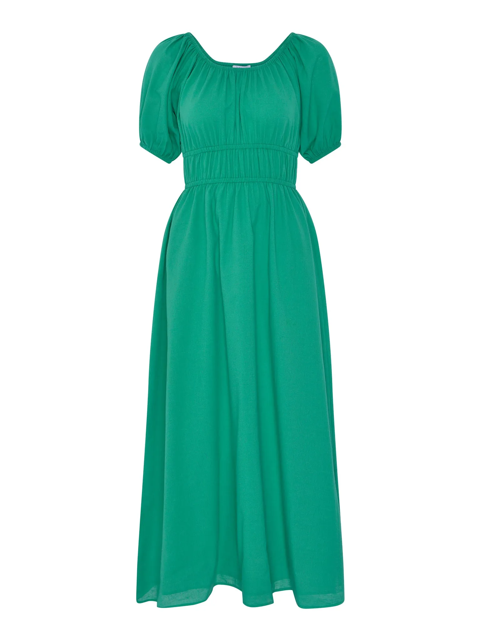 Arya Shirred Detail Round Neck Dress in Green