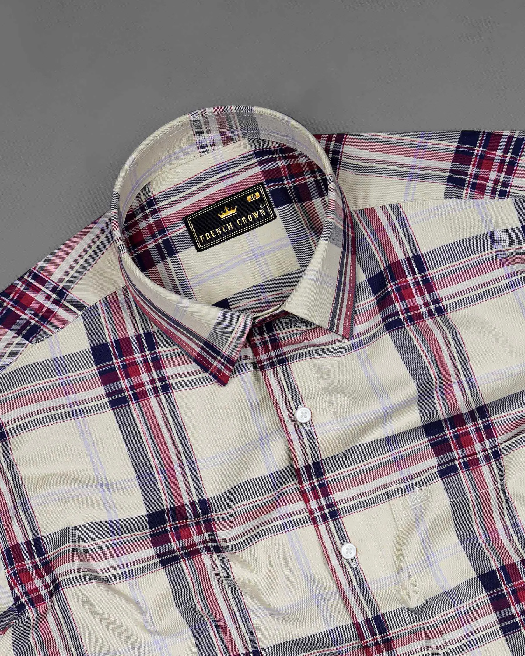 Ash Green Plaid Twill Premium Cotton Shirt