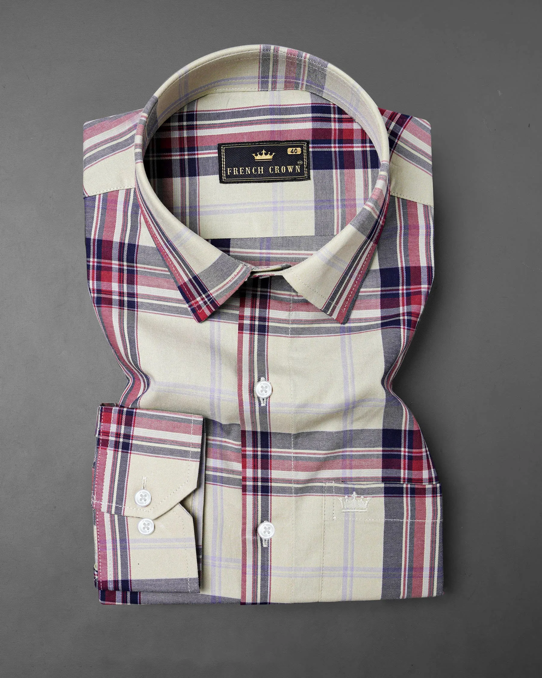 Ash Green Plaid Twill Premium Cotton Shirt