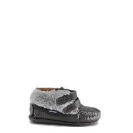 Atlanta Mocassin Gray Weave and Fur Baby Bootie