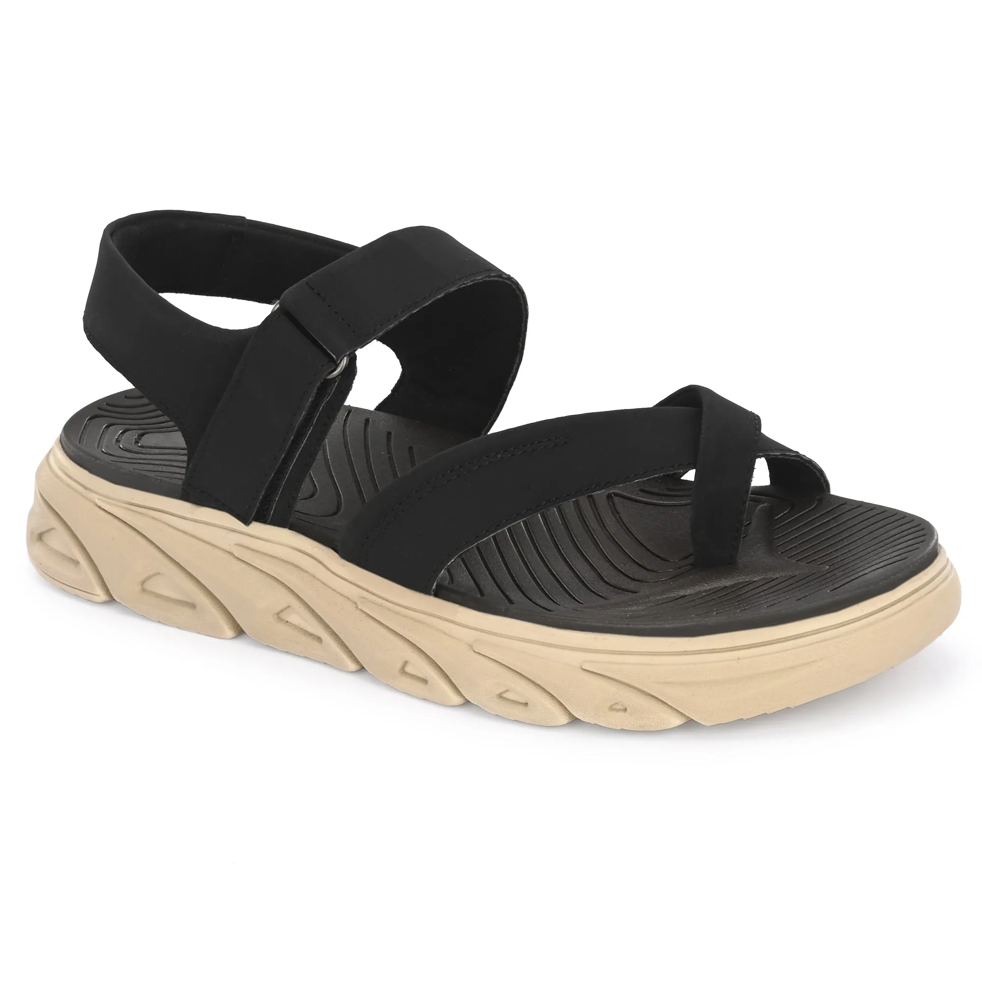 Attitudist Unisex Handcrafted Black Sports Sandal