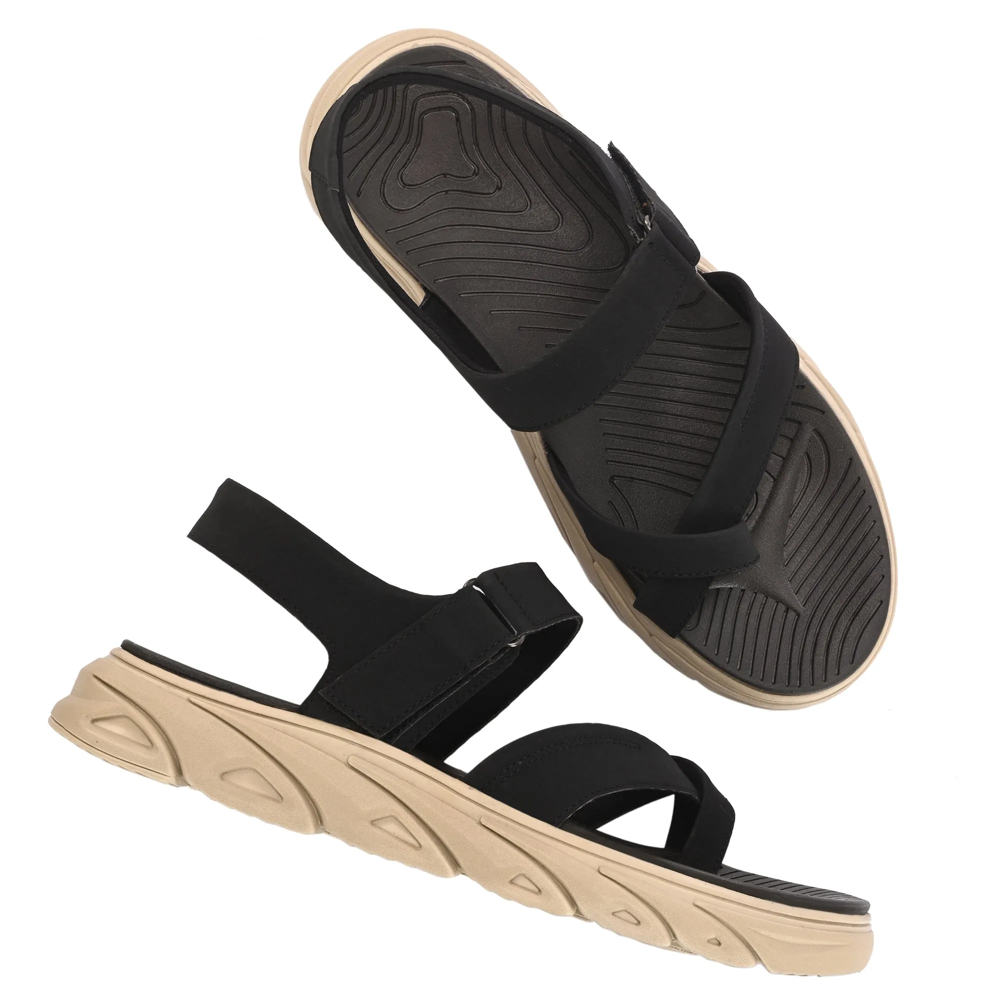 Attitudist Unisex Handcrafted Black Sports Sandal