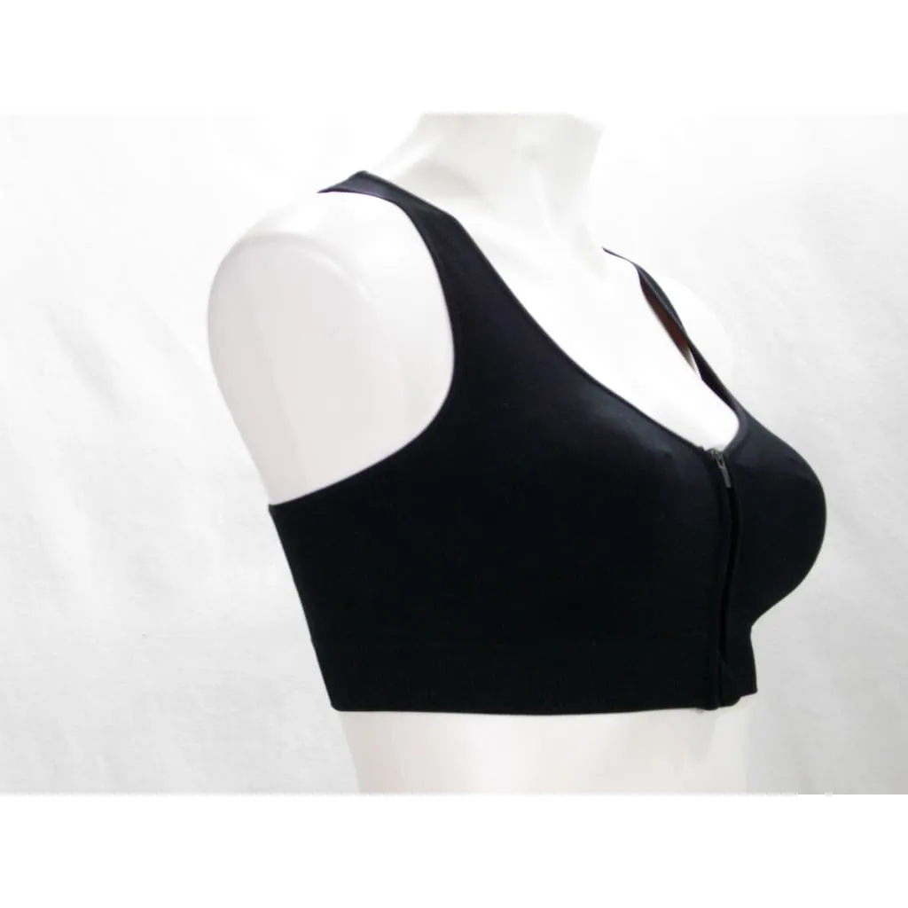 Avia Zip Front Close Zip Up Zipper Wire Free Sports Bra SMALL Black NWT