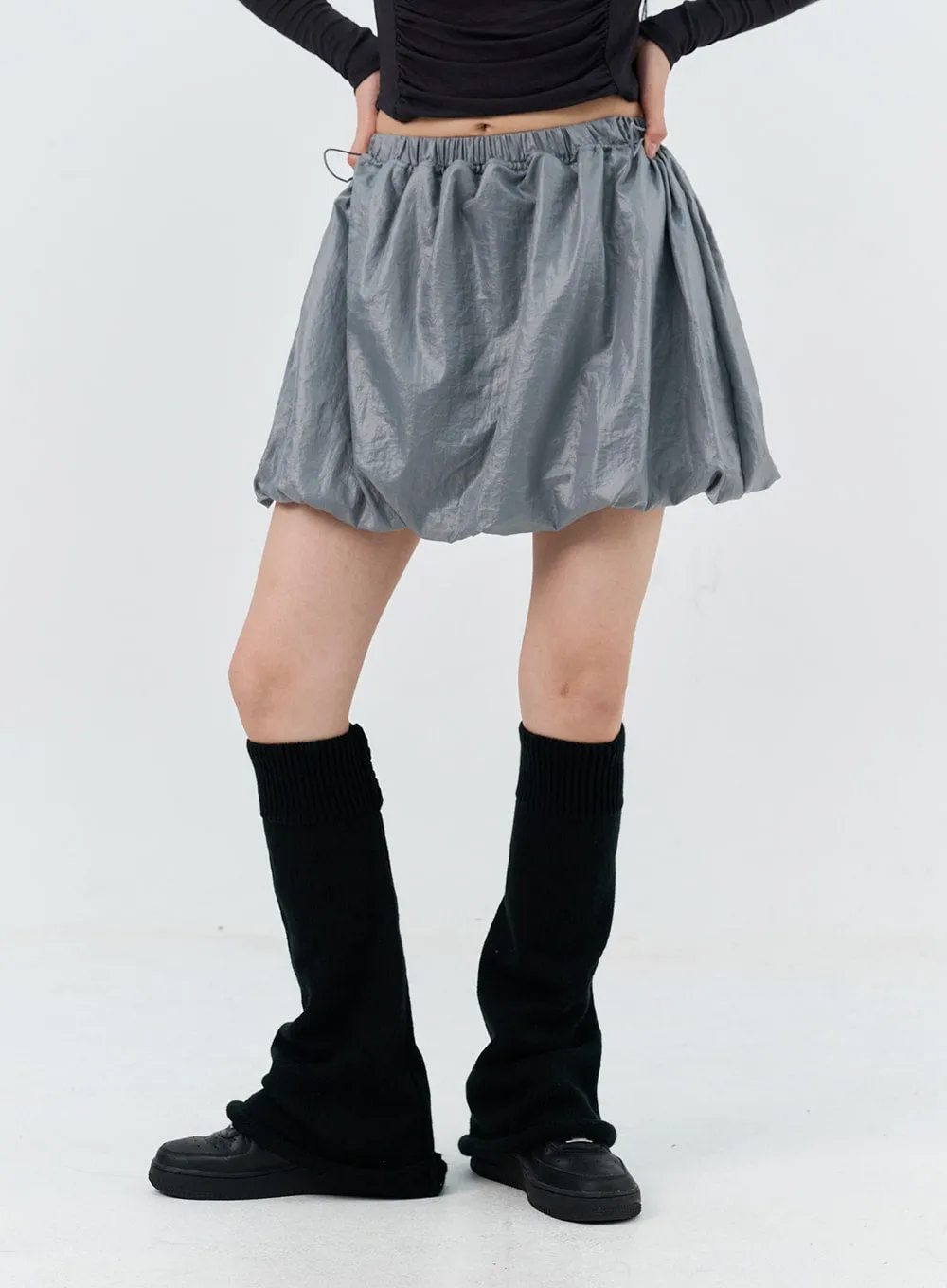 Balloon Nylon Mini Skirt IS306