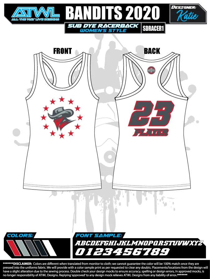 Bandits 9U 2020 Women's Sub Dye Jerseys