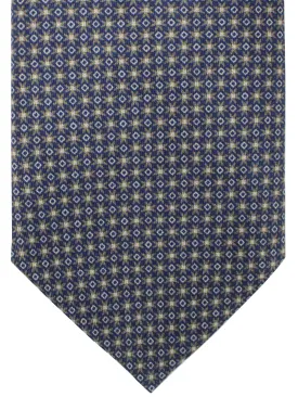 Battistoni Silk Tie Dark Blue Gray Geometric SALE