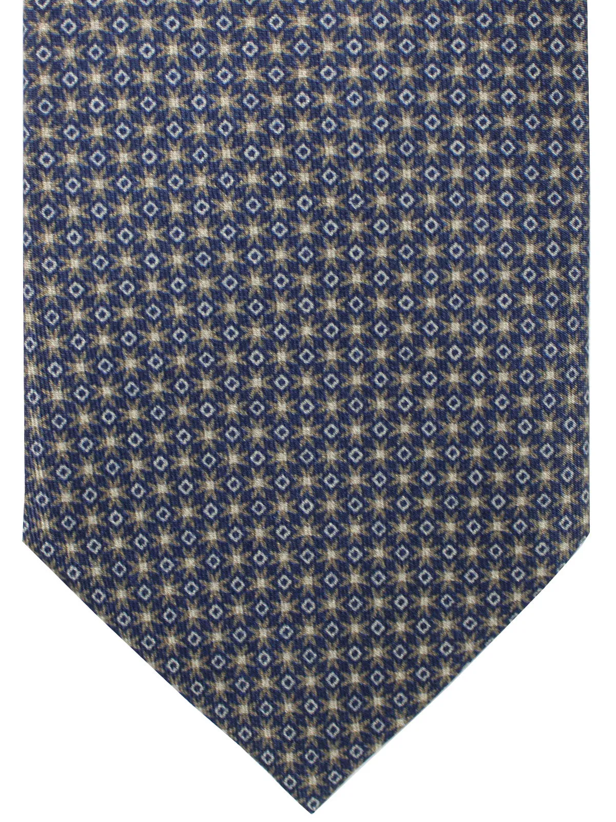 Battistoni Silk Tie Dark Blue Gray Geometric SALE