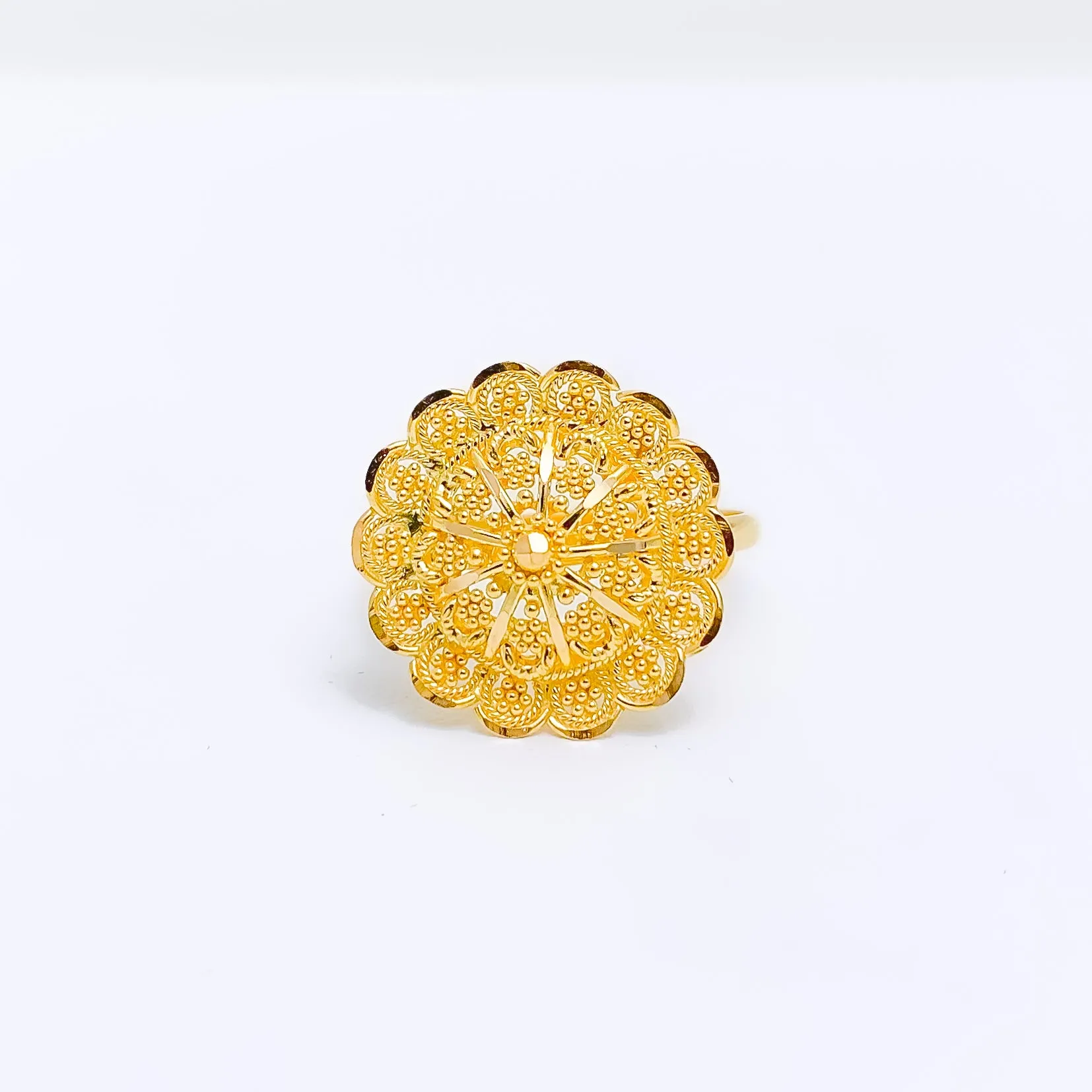 Beaded Floral Dome Ring