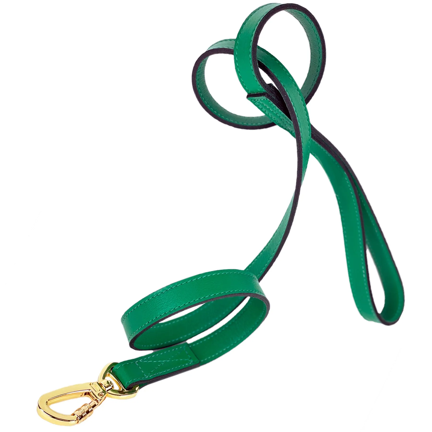 Belmont Dog Leash in Kelly Green & Gold