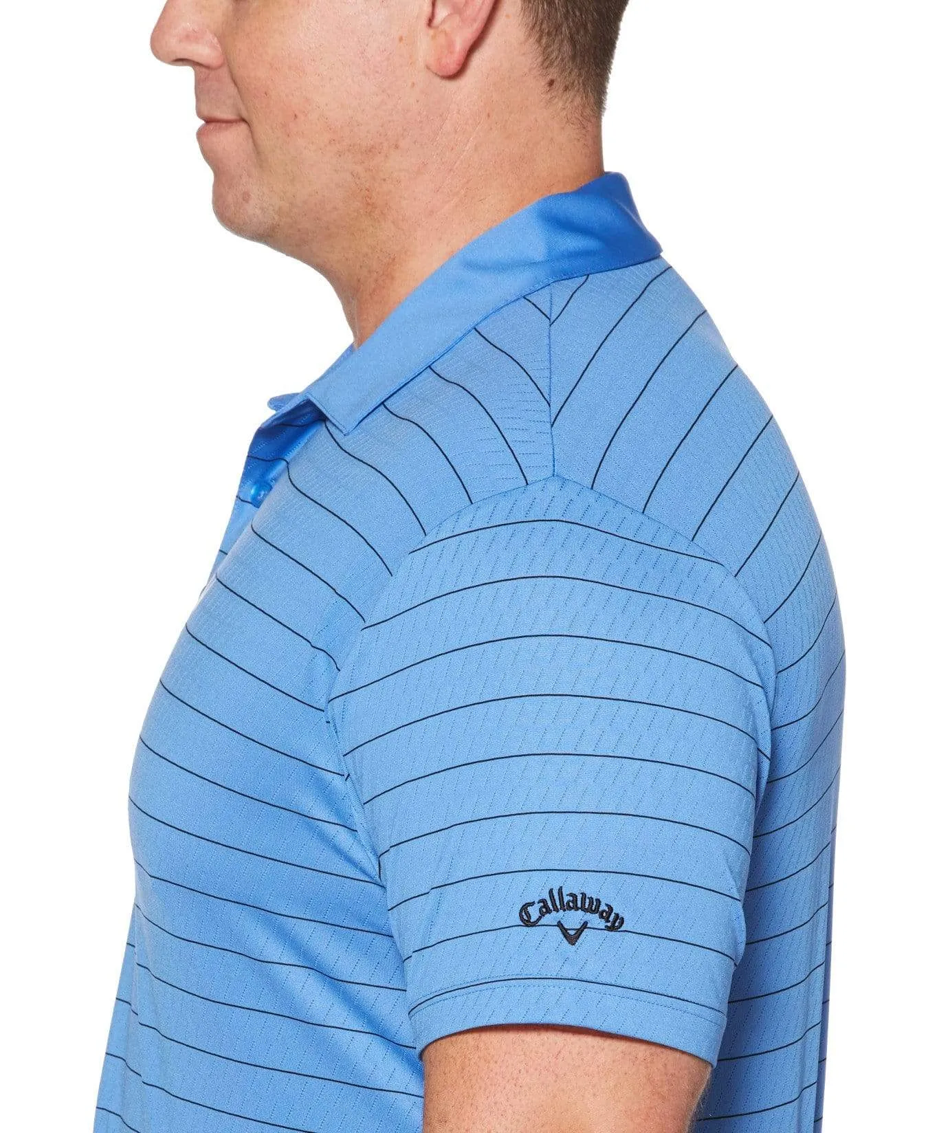 Big& Tall Core Ventilated Stripe Polo with Chevron