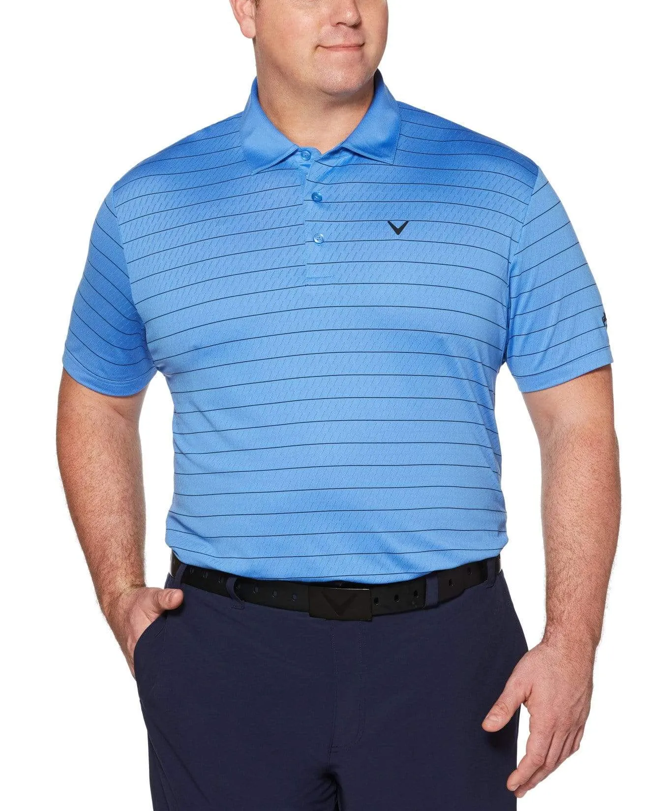 Big& Tall Core Ventilated Stripe Polo with Chevron