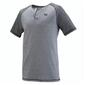 Black Sheep Linear Fusion Short Sleeve Henley Oxford Grey - Black Fusion