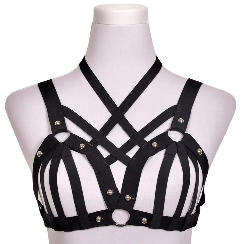 Black Strappy Bondage Lingerie Bra