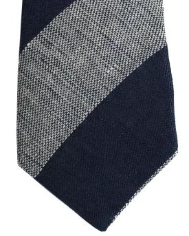 Brunello Cucinelli Linen Necktie Gray Navy Stripes SALE