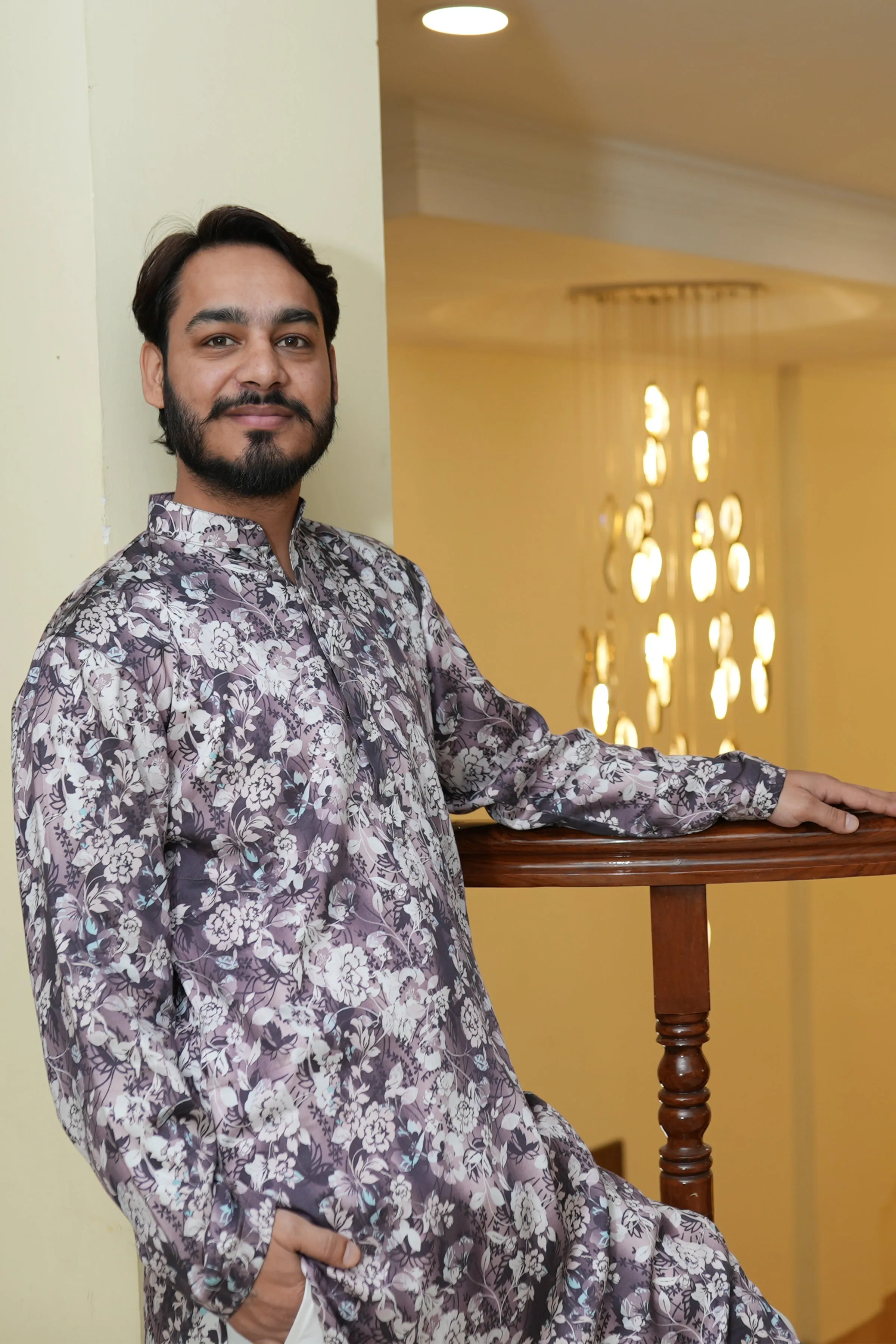 Burgundy Charm Printed Kurta Pajama