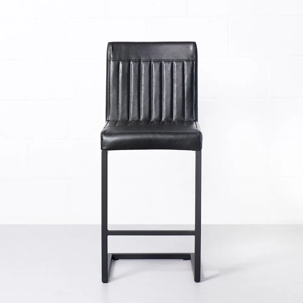 Modern Black Leather Bar Stool, 65cm - CAL Series