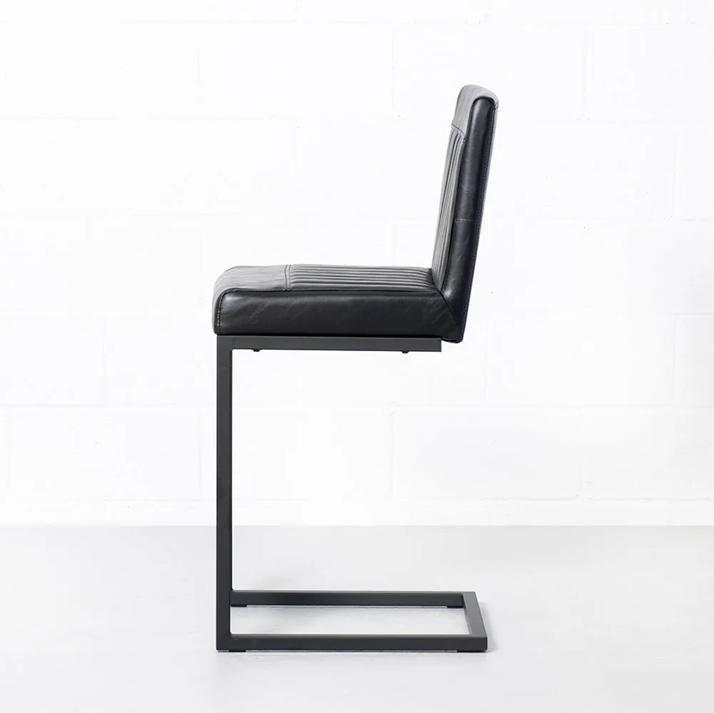 Modern Black Leather Bar Stool, 65cm - CAL Series