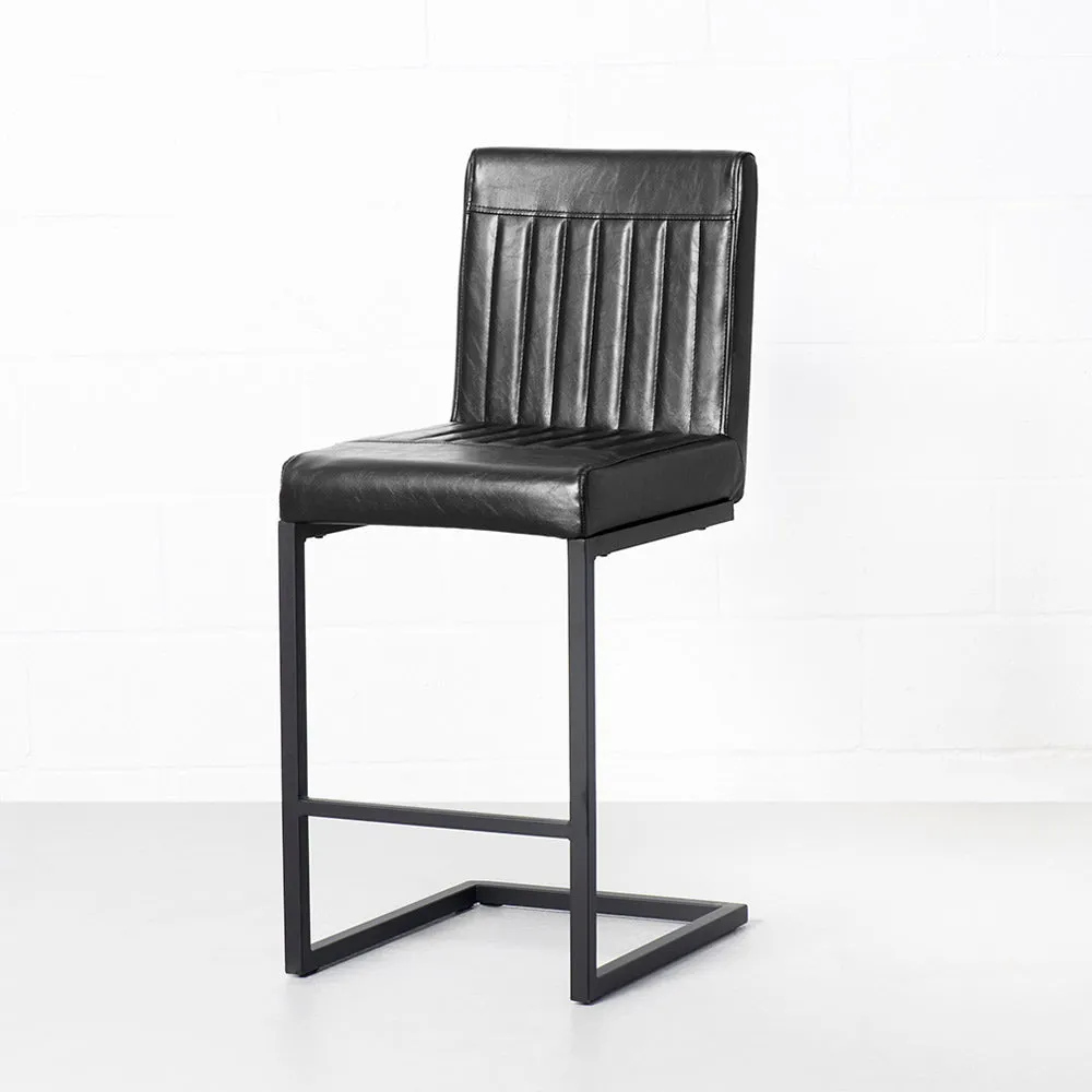 Modern Black Leather Bar Stool, 65cm - CAL Series