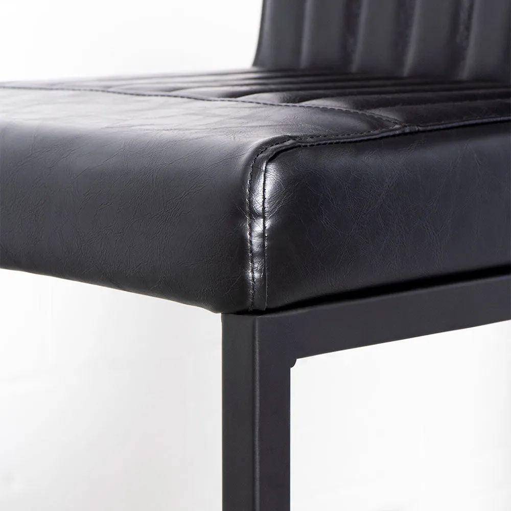 Modern Black Leather Bar Stool, 65cm - CAL Series