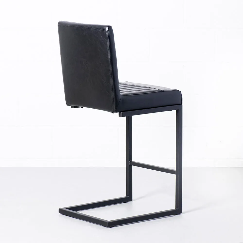 Modern Black Leather Bar Stool, 65cm - CAL Series