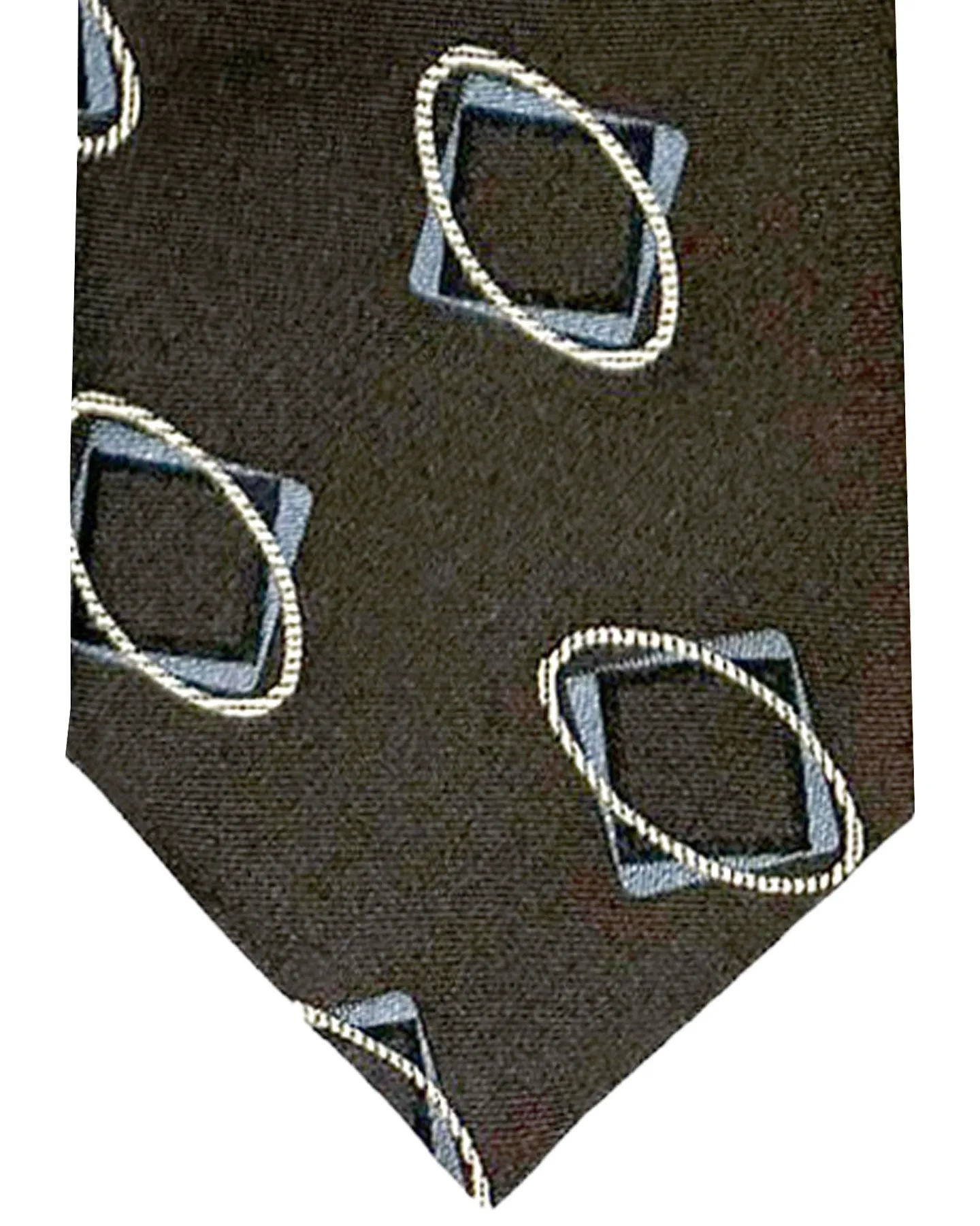 Canali Dark Brown and Gray Geometric Pattern Silk Tie - Classic Italian Style