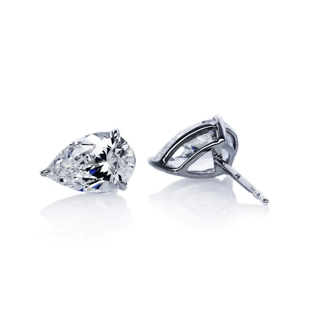 CARAT* London Cecile Pear Stud Earrings 9k White Gold