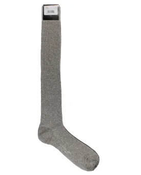 Cesare Attolini Gray Over The Calf Socks Linen Cotton - US 11 / EUR 44 FINAL SALE