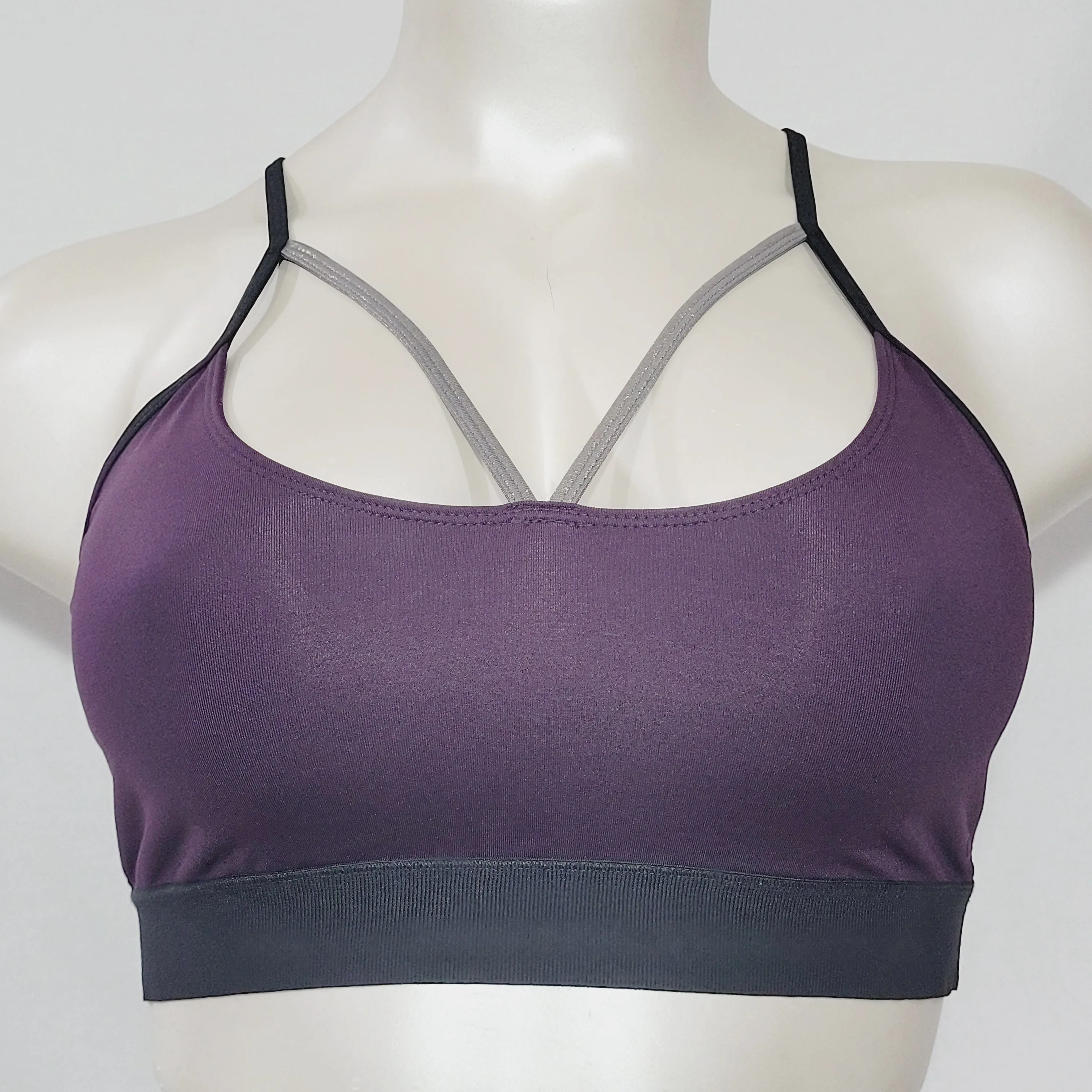 Champion N9537 Strappy Vented Wire Free Racerback Sports Bra Size XL Purple