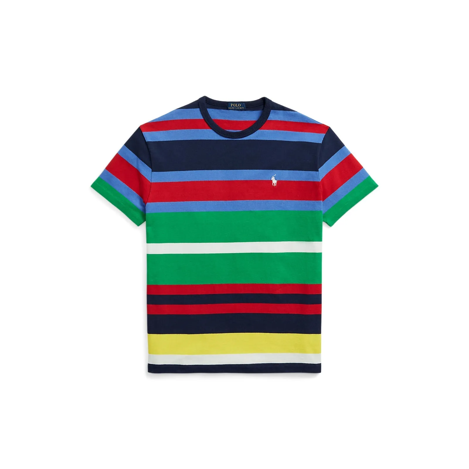 Classic Fit Crew Neck Knitted T-Shirt - Multicoloured Stripes