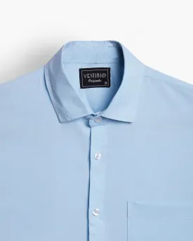 Classic Sky Blue Full Sleeve Plain Shirt For Men