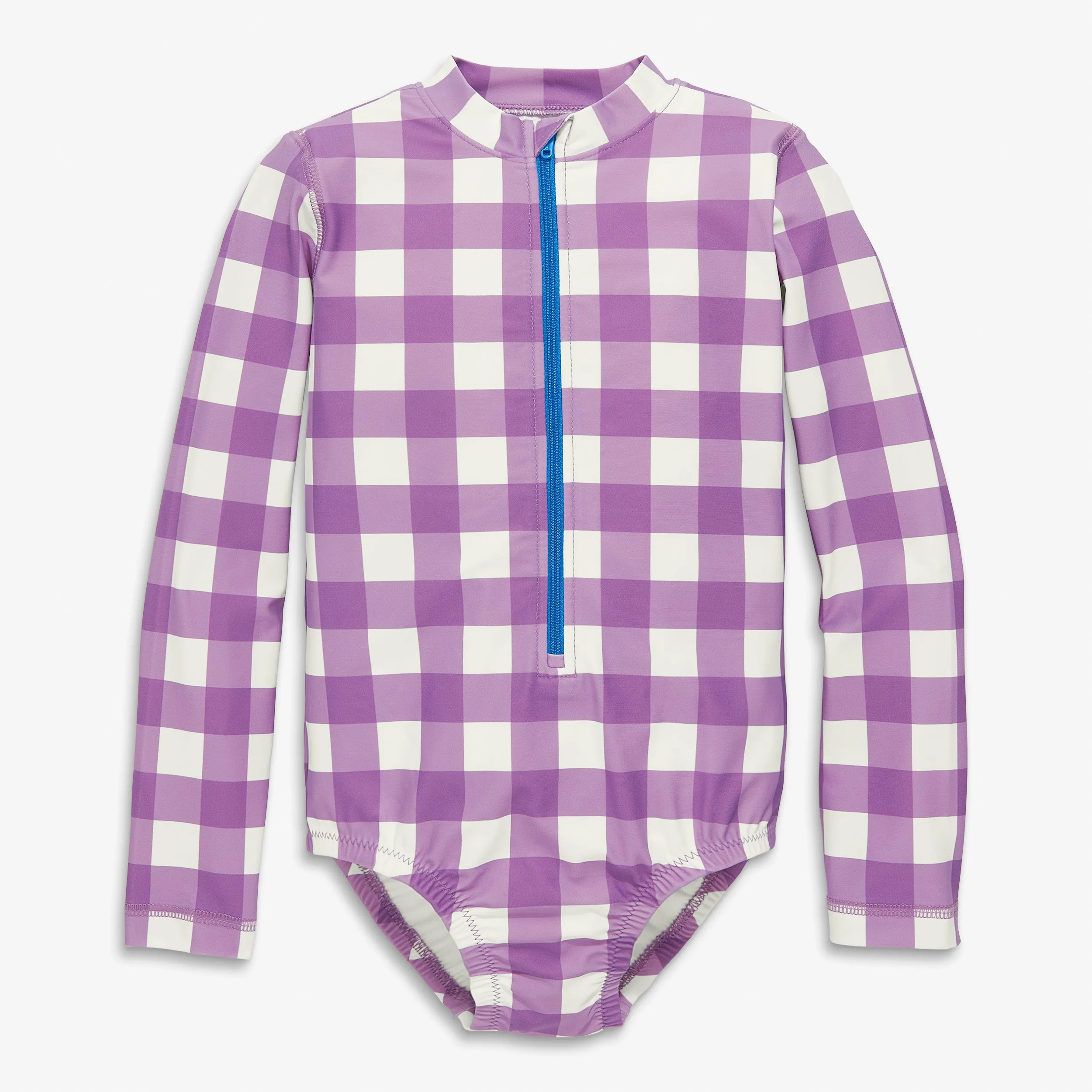 Clearance long sleeve one-piece rash guard in gingham